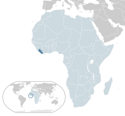 موقعیت  لیبریا  (آبی تیره) در آفریقا  (آبی روشن)
