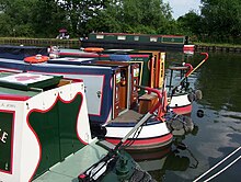 Traditional-stern narrowboats at Saul, Gloucestershire Narrow boat sterns.jpg