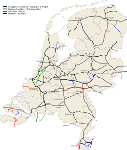 Spoorkaart van Nederland