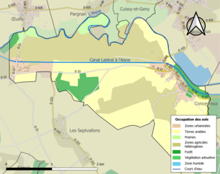 Carte en couleurs présentant l'occupation des sols.