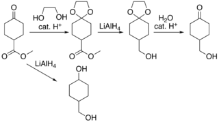 <span class="mw-page-title-main">Protecting group</span> Group of atoms introduced into a compound to prevent subsequent reactions