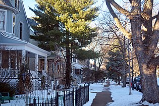 Sidewalk with snow in Chicago.