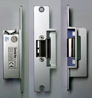 <span class="mw-page-title-main">Electric strike</span> Door locking hardware whose mechanism is electromechanical