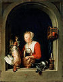 De Hollesje hoesvrouw 1650 Gerrit Dou, Louvre