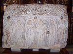 The Hedda Stone. An 8th century Anglo-Saxon carving from the original church.