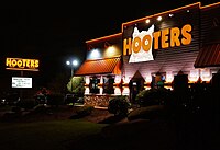 Hooters restaurant at night, Route One, Saugus, Massachusetts