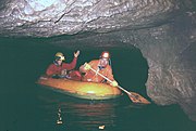 Boat in a cave passage, 1996