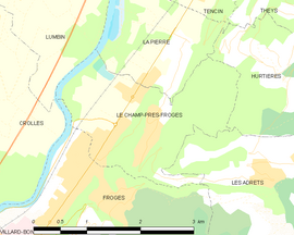 Mapa obce Le Champ-près-Froges