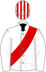 White, red sash, red cap, white diamonds