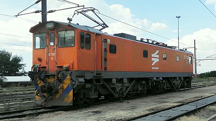 No. E7223 in Spoornet orange livery at Pyramid South, 11 March 2017