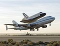 Atlantis being ferried back to Florida after landing in California