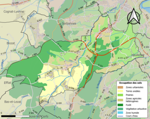 Carte en couleurs présentant l'occupation des sols.