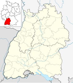 Mapa konturowa Badenii-Wirtembergii, w centrum znajduje się punkt z opisem „Stuttgart-MitteStadtbezirk Stuttgart-Mitte”