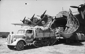 Opel Maultier exiting a Me 323.