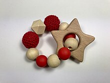 Chewie Cat Teething Rings made from silicone and wood