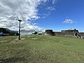 Fortress grounds, with cruise ship in the harbor in the background