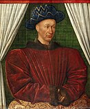 Carlos VII de França mostrado em um retrato de meados do século XV por Jean Fouquet