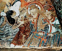 King Suvarnapuspa and his Queen (龟兹国王与王后供养像) in Cave 69 (dated 600-647 CE per Chinese sources).[16]