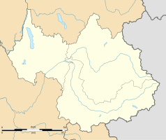 Mapa konturowa Sabaudii, blisko centrum na dole znajduje się punkt z opisem „Saint-Rémy-de-Maurienne”