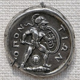 Zilveren stater met afdruk van Ajax, ca. 380 tot 360 v.Chr. Collectie: Metropolitan Museum of Art