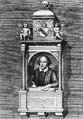 George Vertue's 1725 illustration for Pope's edition of Shakespeare's works[broken anchor], derived from his own drawing of the monument and the Chandos portrait