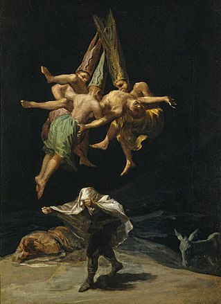 <i>Witches Flight</i> Painting by Francisco Goya