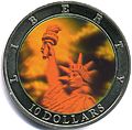 Image 59Holographic coin from Liberia features the Statue of Liberty (Liberty Enlightening the World) (from Coin)