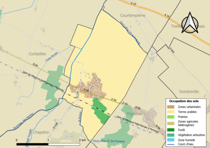 Carte des infrastructures et de l'occupation des sols de la commune en 2018 (CLC).