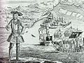 Image 36Bartholomew Roberts was the pirate with most captures during the Golden Age of Piracy. He is now known for hanging the governor of Martinique from the yardarm of his ship. (from Piracy)