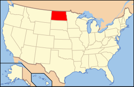 Map of the United States with شمالي داکوتا highlighted