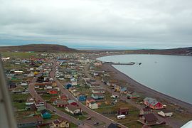 Aerial view of Miquelon village