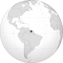 Surinamen sijainti kartalla.