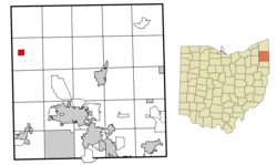 Location of West Farmington in Trumbull County within the state of Ohio