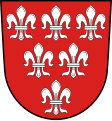 Stadt Sulzbach-Rosenberg In Rot sechs, drei zu zwei zu eins gestellte silberne heraldische Lilien.