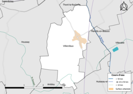 Carte en couleur présentantle réseau hydrographique de la commune