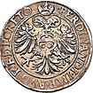 Freie Reichsstadt Augsburg, Guldentaler 1560, Vs.: Stadtpyr, Rs.: Doppeladler, Titel Kaiser Ferdinands I.[72]