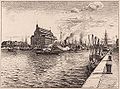 Københavns Frihavn, tegning af Peter Tom-Petersen, ca. 1900