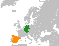 Map indicating locations of Germany and Spain