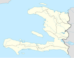 Mapa konturowa Haiti, u góry po prawej znajduje się punkt z opisem „Fort-Liberté”