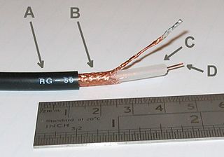 <span class="mw-page-title-main">Coaxial cable</span> Electrical cable type with concentric inner conductor, insulator, and conducting shield