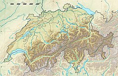 Mapa konturowa Szwajcarii, na dole znajduje się punkt z opisem „Kinhütte”