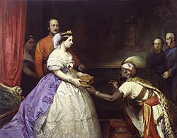 'The Secret of England's Greatness' (Queen Victoria presenting a Bible in the Audience Chamber at Windsor) Thomas Jones Barker, 1862-1863