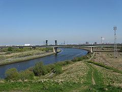 A19 Tees Viaduct from the Maze Park viewing hill