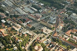 Aerial view of the town centre