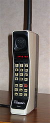 A Motorola DynaTAC 8000X mobile phone from 1984.