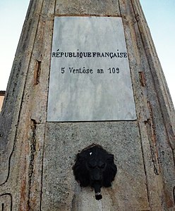 Fontaine à Octon, Hérault datée du 5 Ventôse an 109 (24 Février 1901).