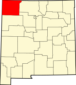 Map of New Mexico highlighting San Juan County