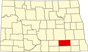 Map of North Dakota highlighting LaMoure County