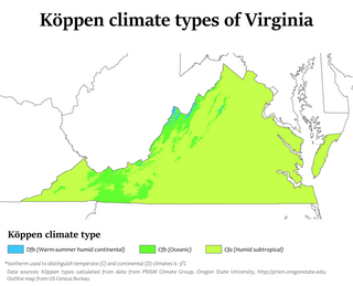 <span class="mw-page-title-main">Climate change in Virginia</span> Climate change in the US state of Virginia