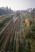 Zweigleisige Kehranlage der Ringbahn im Bahnhof Berlin Gesundbrunnen, 1986